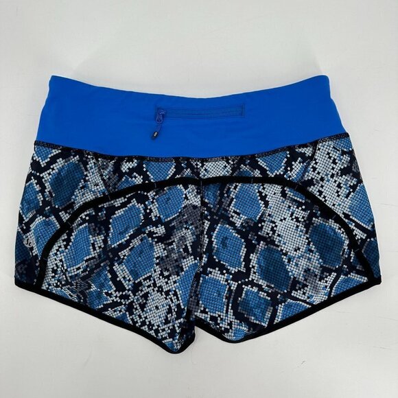 Lululemon Run Times Mini Ziggy Snake Caspian Blue Running Brief 4 Athletic Short - Picture 4 of 7